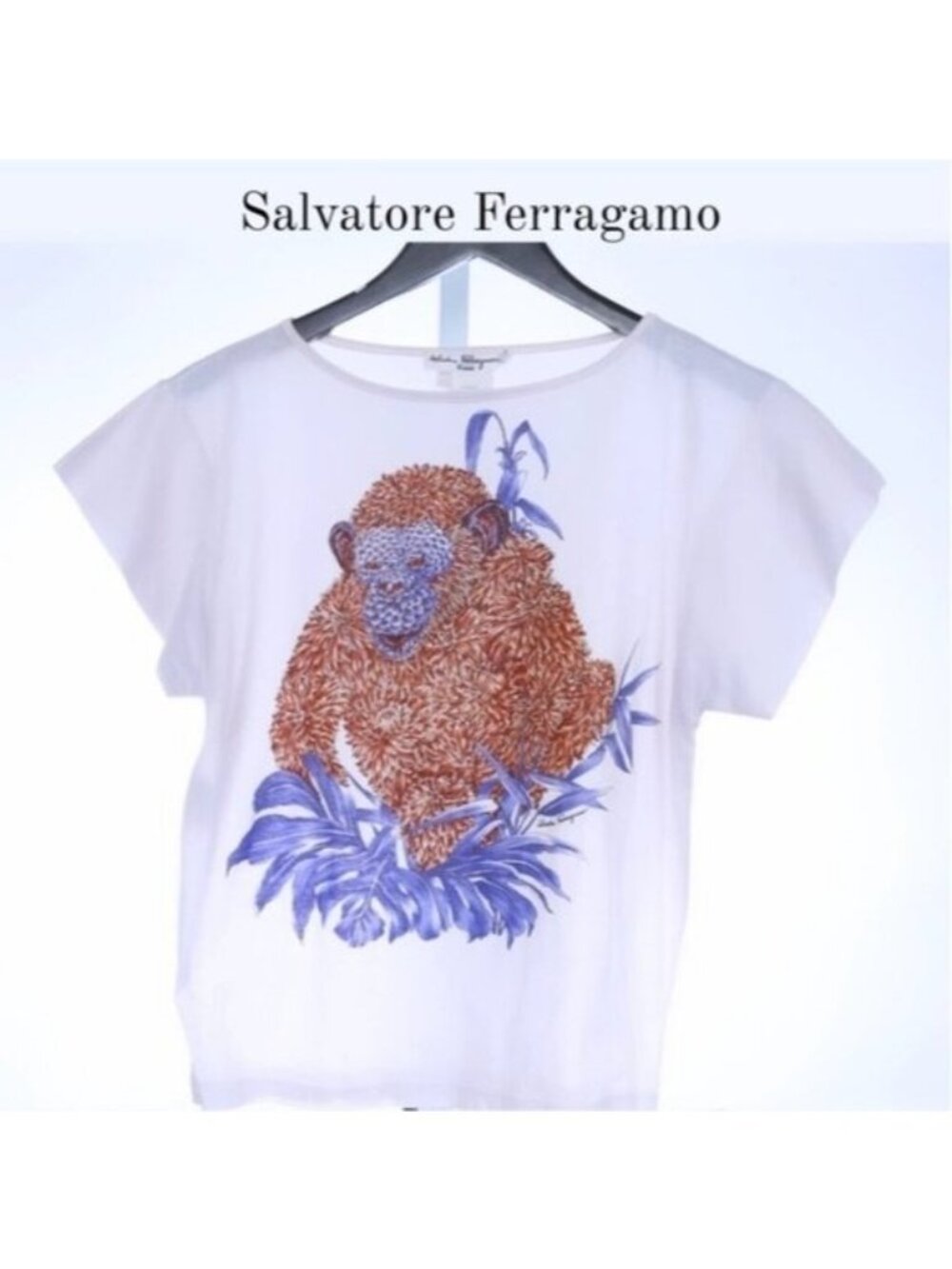Salvatore Ferragamo Ornate Monkey Tee Shirt S